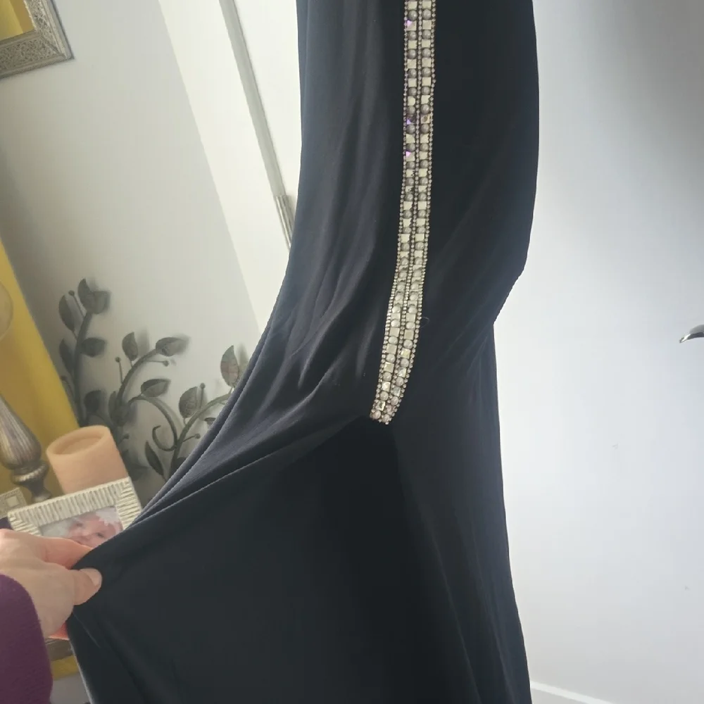 Jump Black Sleeveless Halter Sheath Dress With Silver Embellishments & Slit - Picture 3 of 5